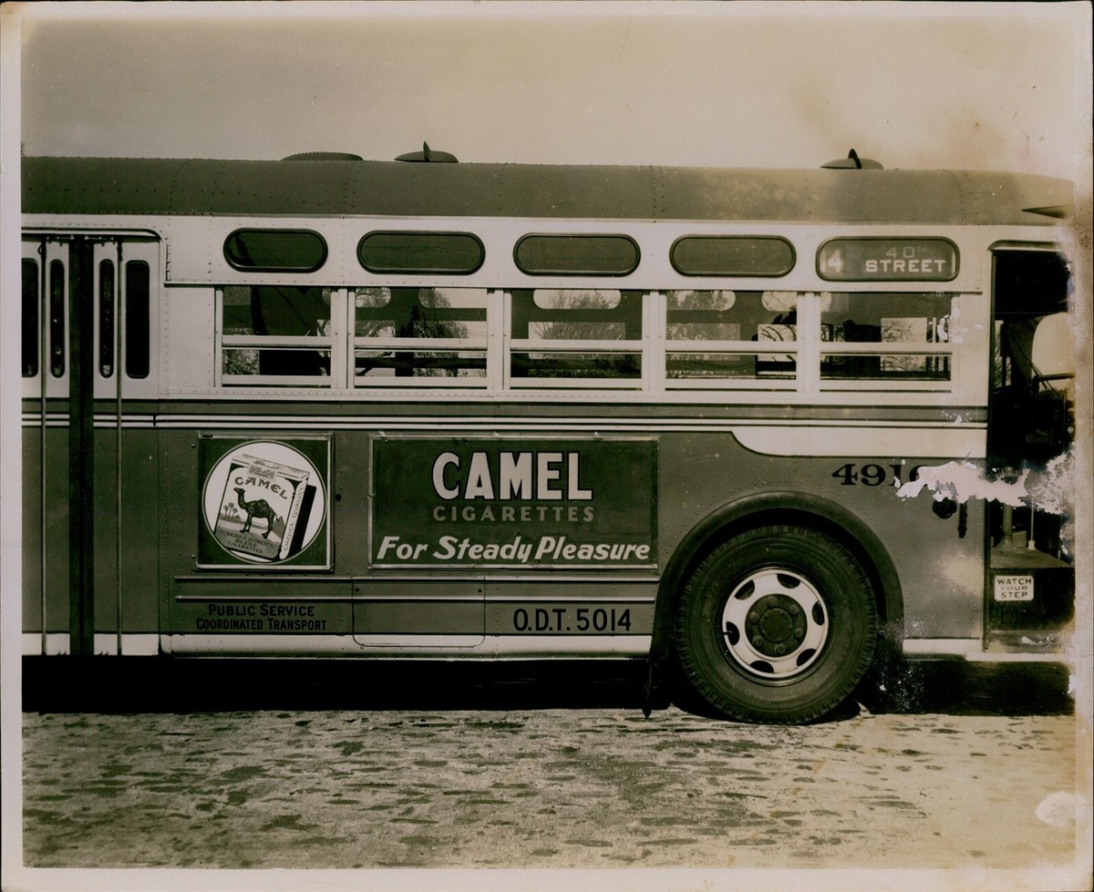 tobacco bus I Decide Ad Roast & Toast Vintage Bus