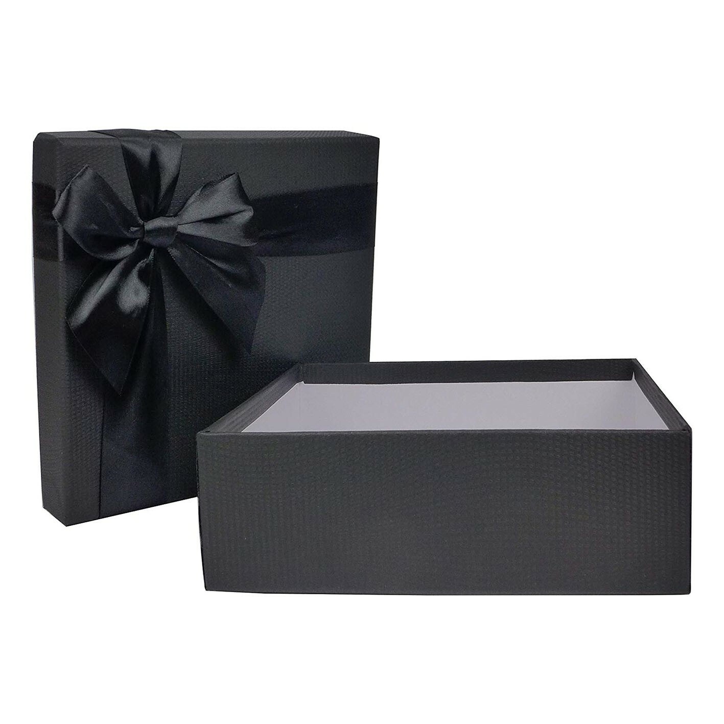 Cypress Lane Square Gift Boxes with Ribbon, a Nested Set of 3 (Black) pack of 50