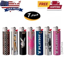 BIC Lighter (7 Pack) Holographic Playboy Bunny Design Lighters Regular Size -New