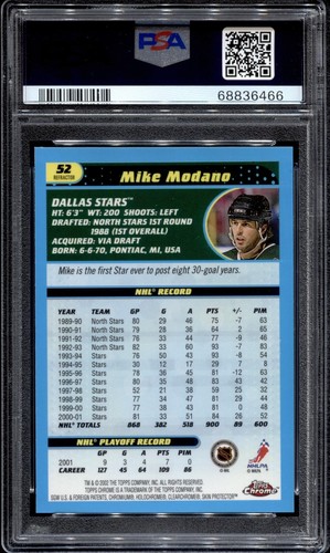2001 Topps Chrome Mike Modano Refractor #52 PSA 9 POP 2 (None Higher) HOF - Picture 2 of 2