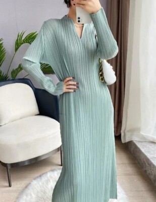 Pleats Please Issey Miyake Fabric Pleated Dress, Batwing Pleats Please Issey Miyake Fabric Pleated Dress, Batwing