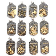 Constellation Horoscope 12 Zodiac Sign Pendant Necklace Gold Tone Silver Jewelry