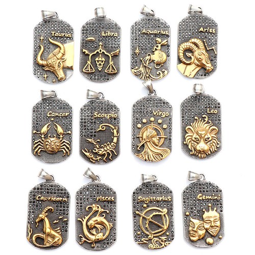 Constellation Horoscope 12 Zodiac Sign Pendant Necklace Gold Tone ...