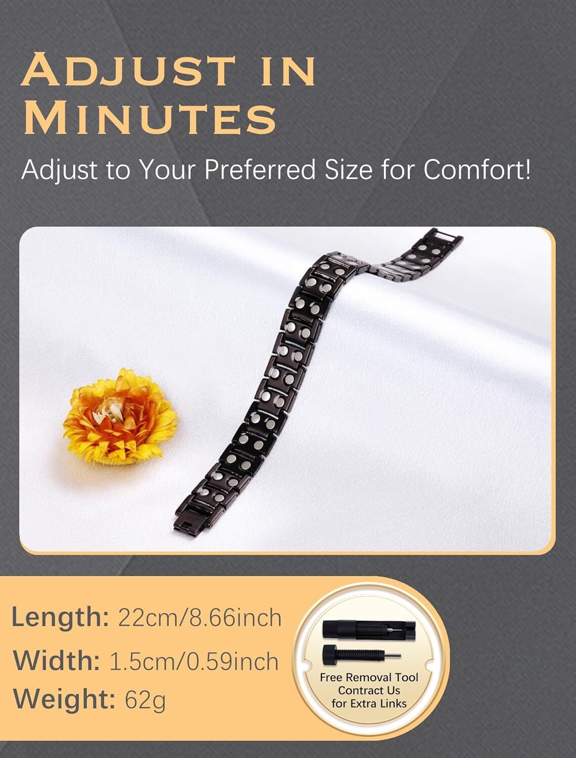 Jeracol Mens Therapy Bracelet Double Strong Blue&Black