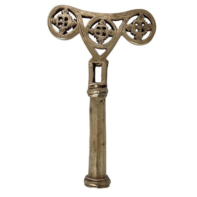 Äthiopisch Orthodoxe Kirche Messing Armlehne Kopf - Vintage Priester Stützstück