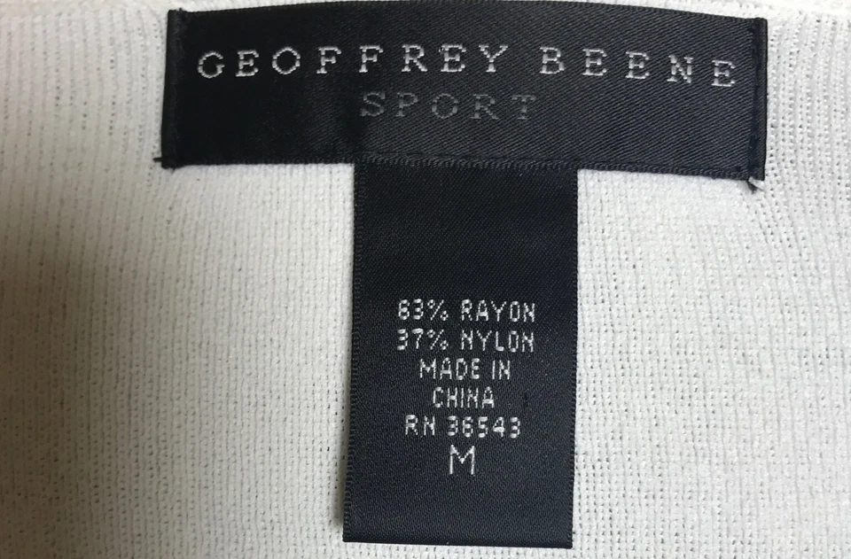 Geoffrey Beene 米色运动短袖人造丝尼龙上衣,中号女式 — 第 4/4 张图片