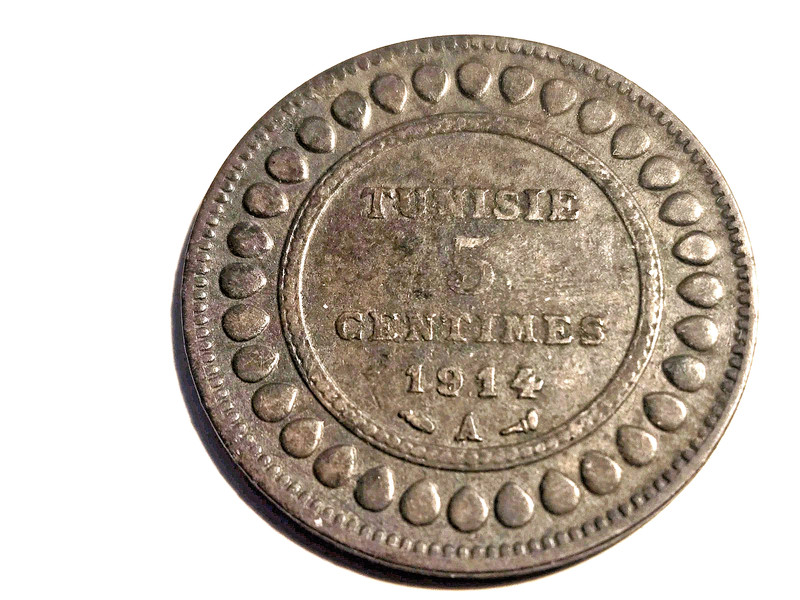 1914 TUNISIA 🇹🇳 5 CENTIMES 