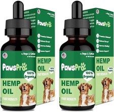 PawsPro Hemp Oil for Dogs and Cats - Helps Pets with Anxiety, Stress, Sleep 30ml