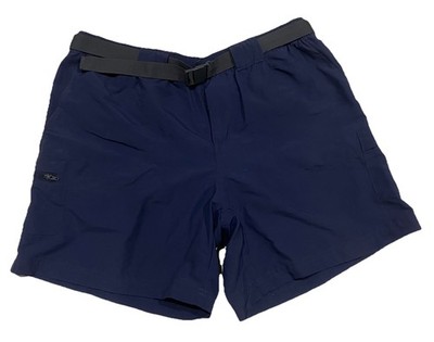Columbia Navy Blue Sandy River Cargo Shorts Omni Shade Sz M Belted Elastic Waist