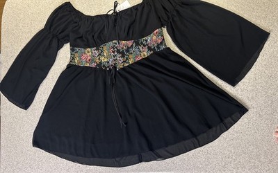 NWT Cider Embroidered Puff Sleeve Corset Mini Dress Size 4X Fairy Whimsy Coquett