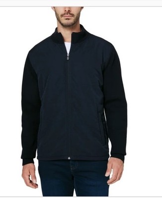 Infinity Men's Mixed Media Jacket Quilted Sweater Knit Lightweight Blue Size L