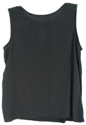 Yessica C&A Black Sleeveless Sheer Front Blouse Medium Thin Knit Back Shirt Top