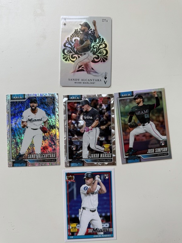 2026 Topps series 2 Miami Marlins 5Card Lot All Aces Alcantara (bonus) Marsee