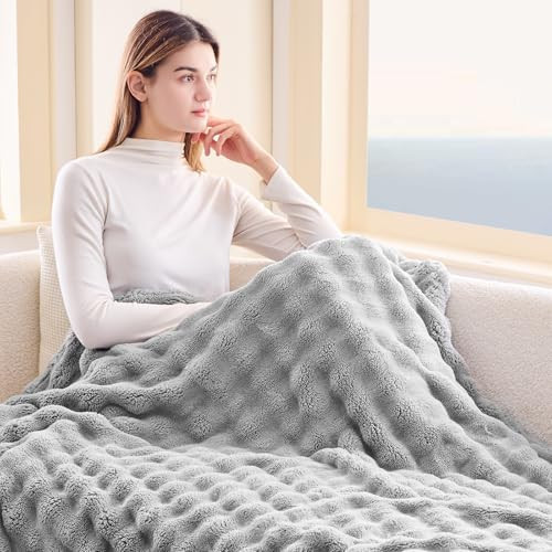 Überwurf Decke für Couch super weich Flanell Fleece 3D Überwurf (50"x60") grau - Bild 5 von 7