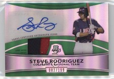 2010 Bowman Platinum Relic Refractor Green /199 Steven Rodriguez Patch Auto 0uj7