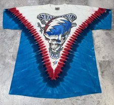 VTG Liquid Blue Grateful Dead Tie Dye Steal Your Face T-shirt Single Stitch XL