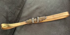 Leather Belt with Silver Tone Metal Hardware, Brown, Boho Look, Adult Unisex