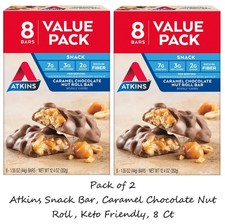 Atkins Snack Bar, Caramel Chocolate Nut Roll,...