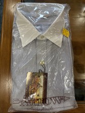 Arrow Men's Dress Shirt Blue With Stripes White Collar Size Large MIP Amazing