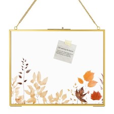 8x10 Pressed Flowers Gold Frame, Hanging Floating Double Glass With Chain for...