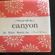 Moda Canyon Coral White Cotton 5" Squares Floral Flowers & Plants Charm Pack