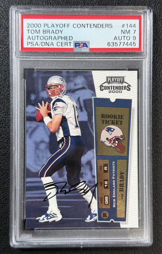 TOM BRADY PSA 7 2000 PLAYOFF CONTENDERS 144 ROOKIE TICKET DNA 9 AUTO RC PATRIOTS