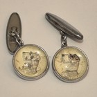 Vintage Reverse Intaglio Dog Design Cufflinks Made in England 