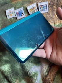 Nintendo 3DS Aqua Blue Handheld Console 4 Games And Case Tested