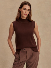 NWT Varley Deep Mahogany Lois High-Neck Knit Sweater Tank VAR02379, SMALL - 110