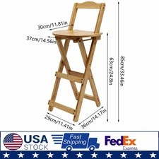 Folding Bamboo Stool Portable Tall Chair Bar Stool Foldable Porch Kitchen Chair
