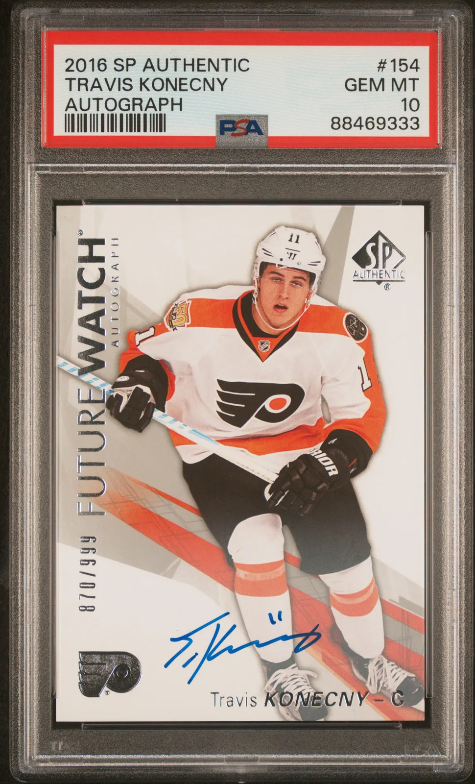2016 SP Authentic Travis Konecny #154 Autograph 870/999 PSA 10