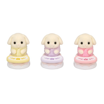 Sylvanian Families Flora Rabbit Triplets Baby Chair Set Calico