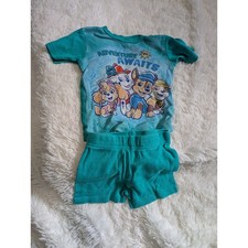 Nickelodeon Paw Patrol 100 Cotton Teal Green Pajama Set Shorts And Short Sleeve