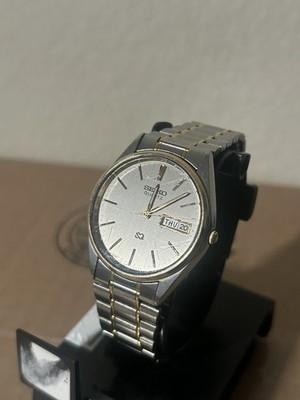 Seiko Watch Men 35mm Gray Dial Two Tone Daydate Round 7N43-7A59