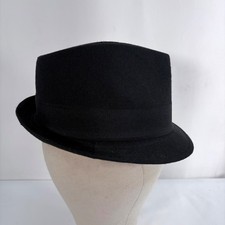 Stetson Fedora Hat Black Herringbone All American Trilby Small Medium