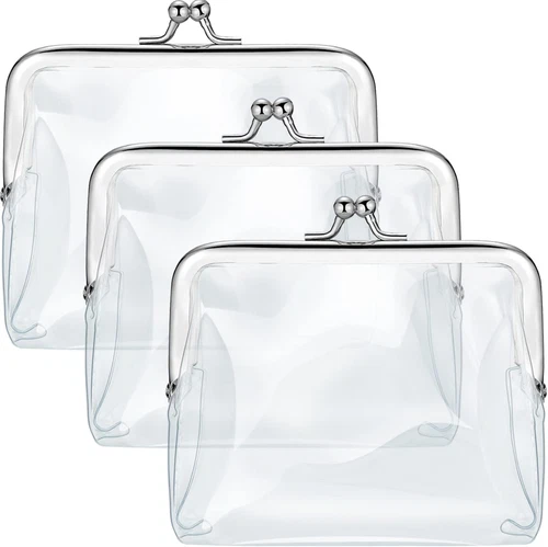 3 Pieces Clear Coin Purse Small Clear Wallet for Women Transparent Change Purse - Picture 1 of 12