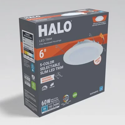Halo 6-inch 965 Lumens Slim LED Dimmable Can/Recessed Light HLBT609FS5 - Image 1 of 3