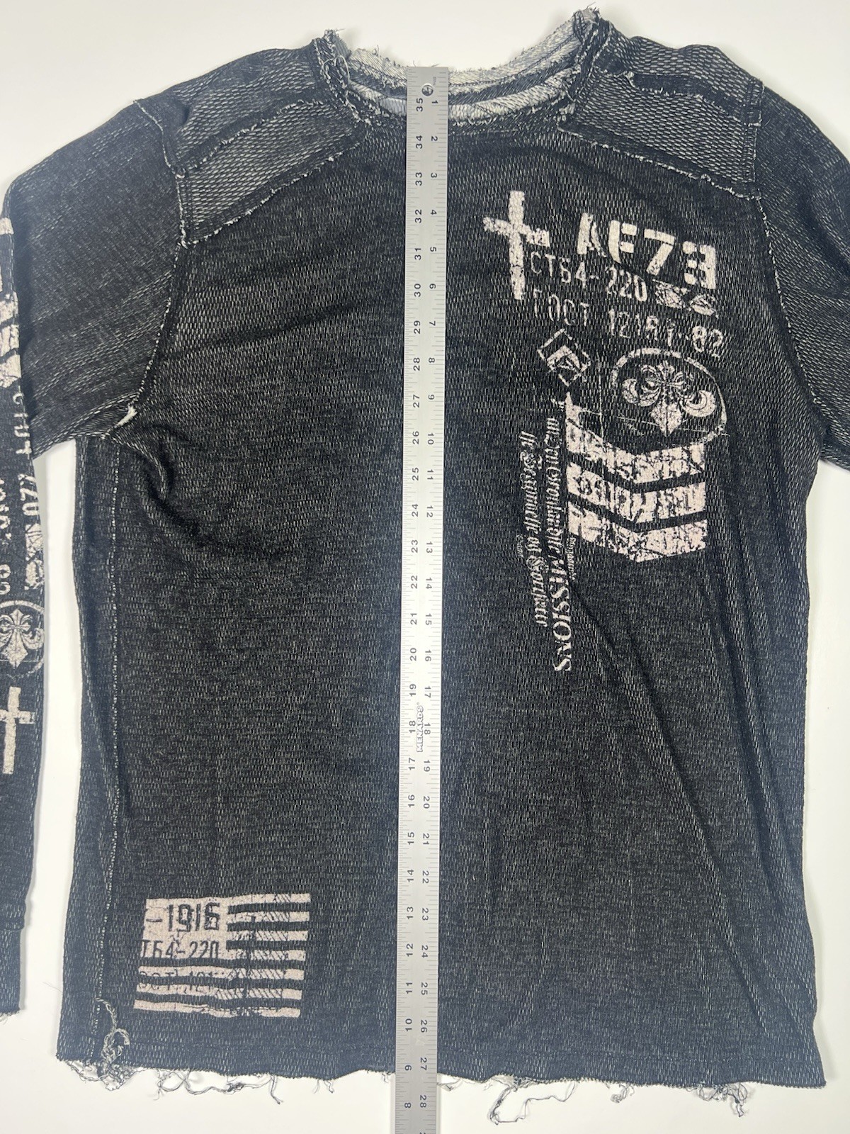 Affliction Reversible Thermal Longsleeve Shirt Size L Grunge Y2K Vintage image 3