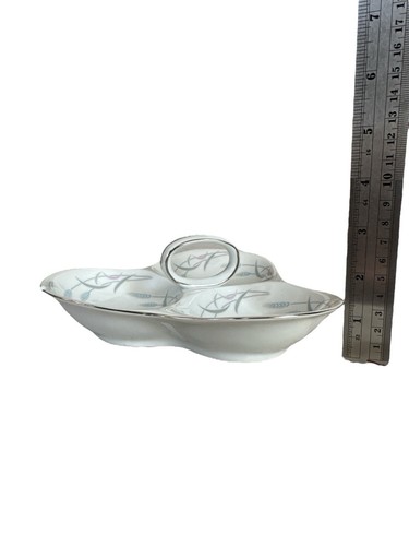1960s Valmont China Royal Wheat 3-Part Relish Dish w/ Handle Made in Japan - Picture 3 of 6