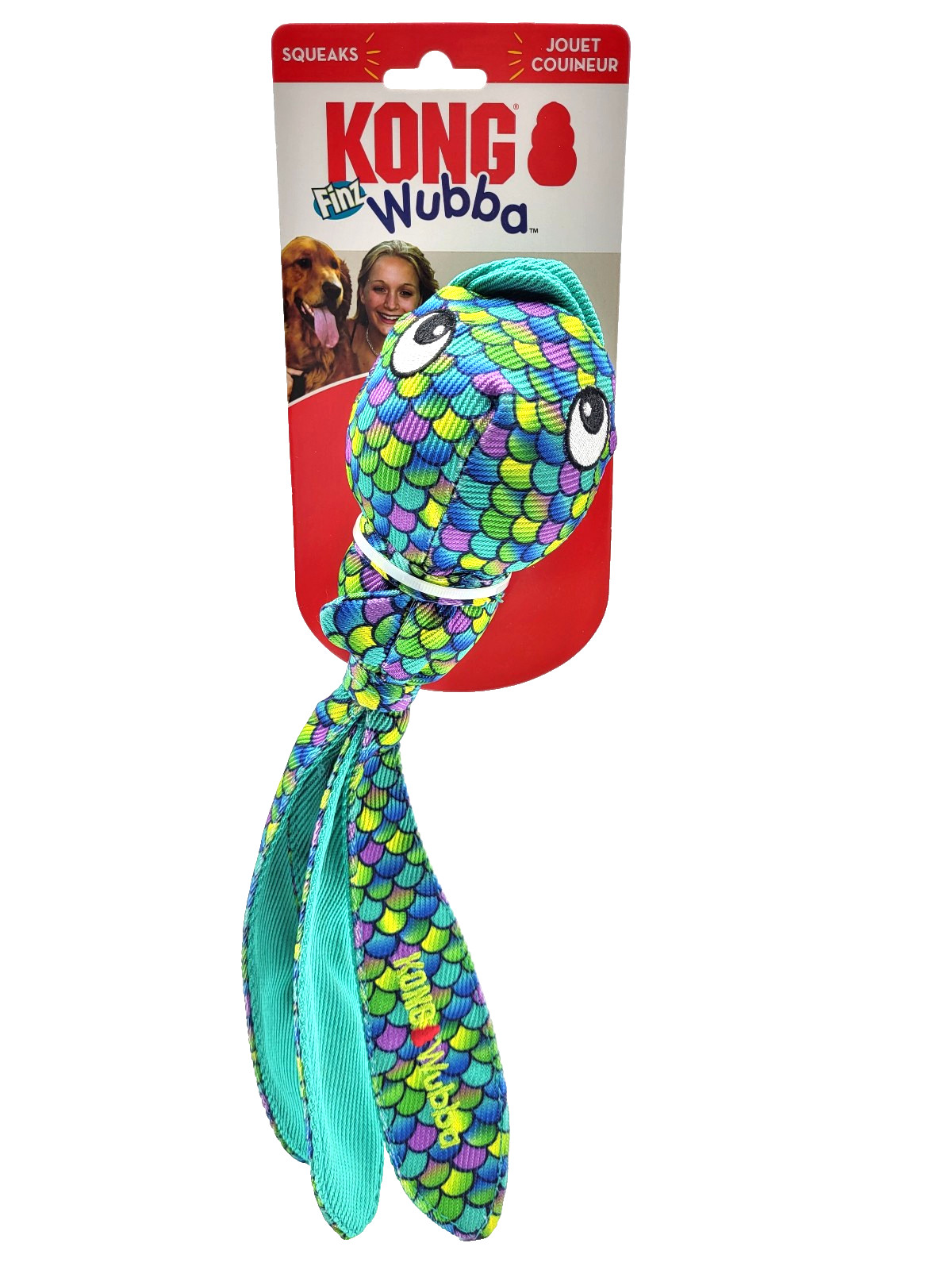KONG Wubba Finz Large Blue Squeaky Tug Toss & Fetch Dog Toy 