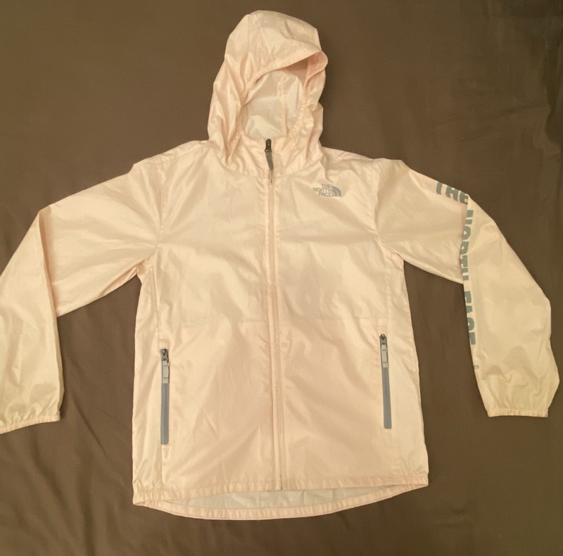 The North Face Girls Windbreaker Jacket M 10/12 Pink Hooded Water Repellent