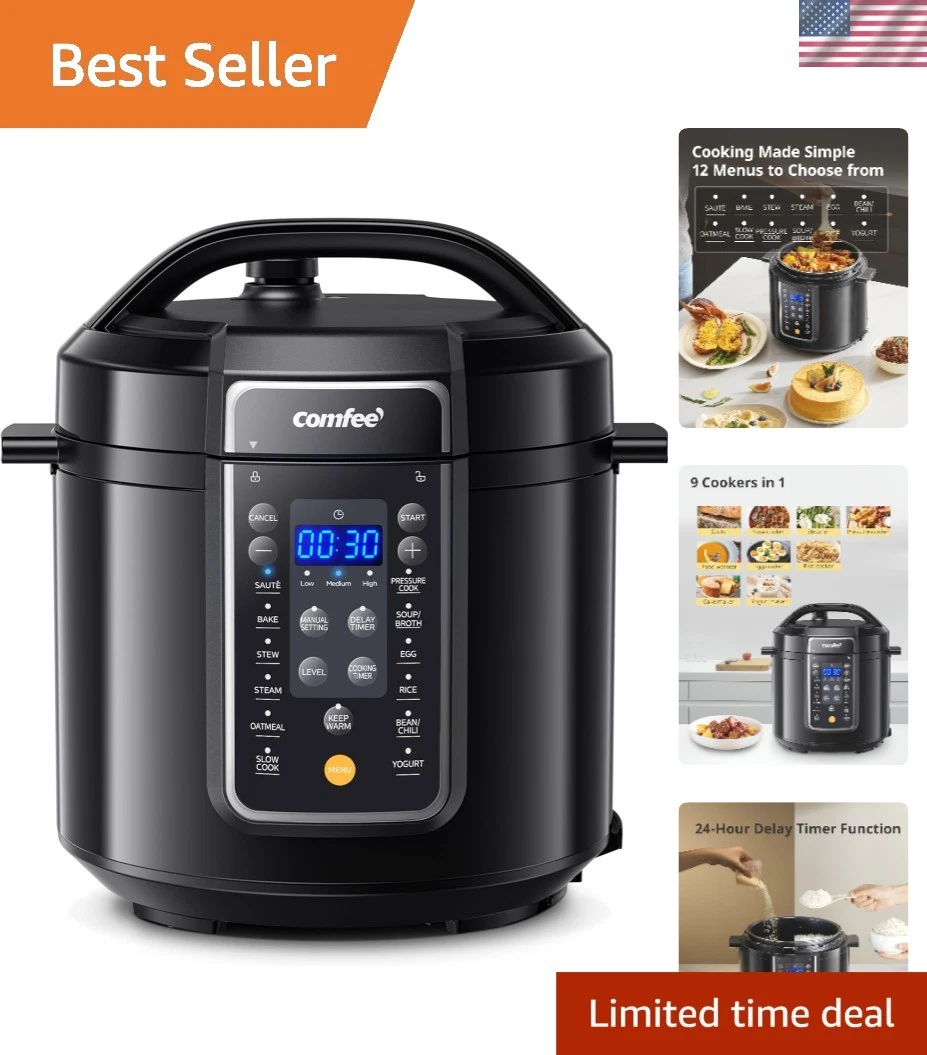 COMFEE 12-in-1 Multi Cooker: 1000W Electric Pressure Cooker with Safety Features