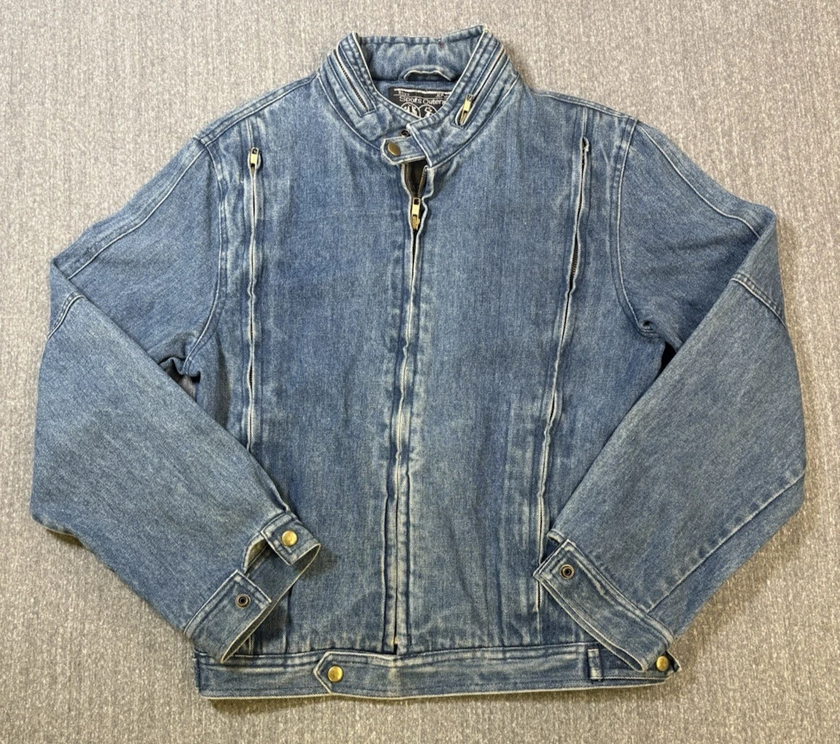 Vintage 80s JC Penny Denim Bomber Jacket Fits Mens S/M Motorcycle Cropped