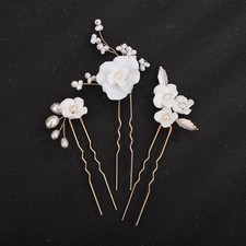 3 PCS Gold Wedding Hair Pins Bridal Flower Hair Pins Floral Leaf Hair Pieces