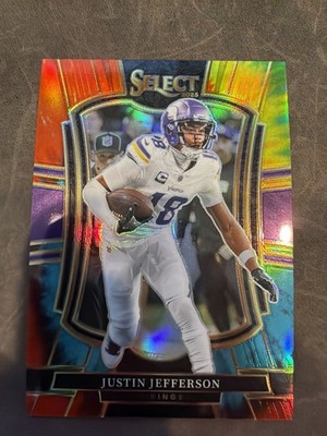 2025 Panini Select Justin Jefferson Premier Level #163 Tie Dye Prizm /25 Vikings