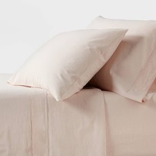 King 250 Thread Count Organic Percale Sheet Set Peach Chambray - Threshold: