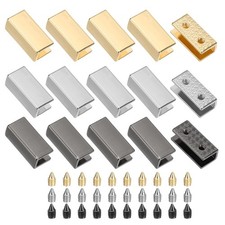 15pcs Belt Buckle End Tips with Screws, 0.3" Light Gold,Chrome,Black Belt Tip