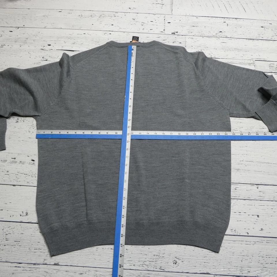 Jos A Bank 毛衣男式 XL 灰色美利奴羊毛混纺 V 领套衫休闲针织 — 第 4/4 张图片