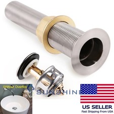 Bathroom Sink Pop Up Drain Stopper No Overflow Basin Vessel w/ Hiar Filter Tray
