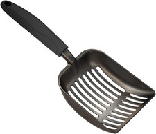 Cat Litter Scoop, Medium Deep Shovel with Long Handle, Non-Stick Aluminum Sifter